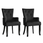 Cayes Black Velvet French Provincial Dining Chairs (Set of 2)