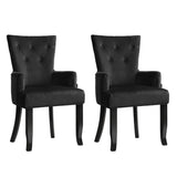 Cayes Black Velvet French Provincial Dining Chairs (Set of 2)