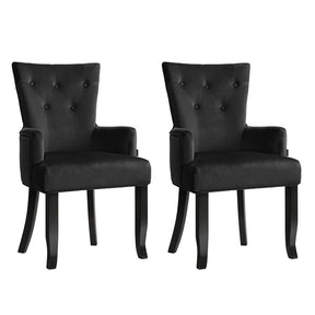 Cayes Black Velvet French Provincial Dining Chairs (Set of 2)