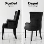 Cayes Black Velvet French Provincial Dining Chairs (Set of 2)