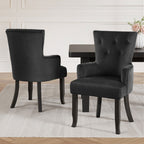 Cayes Black Velvet French Provincial Dining Chairs (Set of 2)