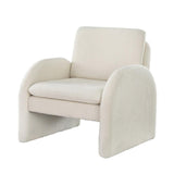 Artiss Boucle White Armchair Accent Chair with Curved Ergonomic Design