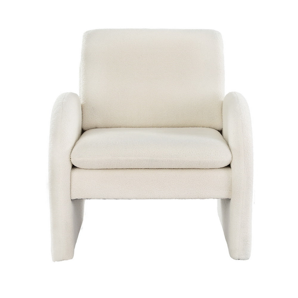 Artiss Boucle White Armchair Accent Chair with Curved Ergonomic Design