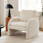 Artiss Boucle White Armchair Accent Chair with Curved Ergonomic Design