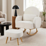 Boucle Rocking Chair with Ottoman - Elegant White Design