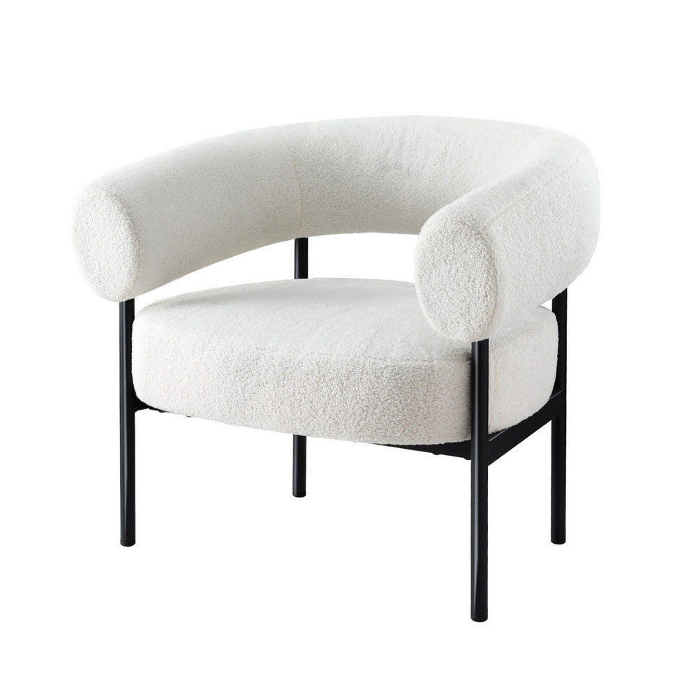 Artiss Curved Boucle White Accent Armchair