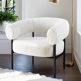 Artiss Curved Boucle White Accent Armchair