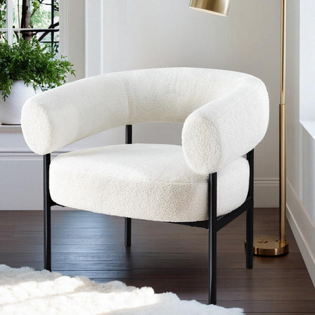 Artiss Curved Boucle White Accent Armchair