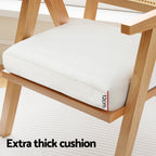 Artiss Velvet Armchair with Rattan Backrest and Rubberwood Frame