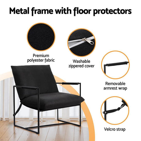 Artiss Accent Sling Armchair – Modern Comfort in Black