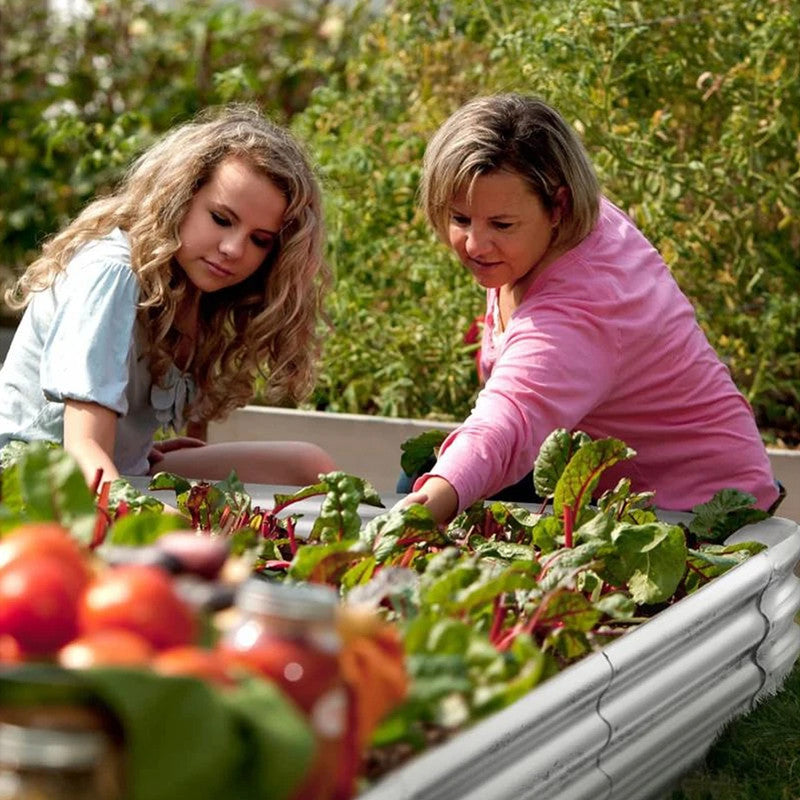 Hivvago Raised Garden Bed – Galvanized Steel Planter Box with Open Base, Silver