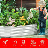 Hivvago Raised Garden Bed – Galvanized Steel Planter Box with Open Base, Silver