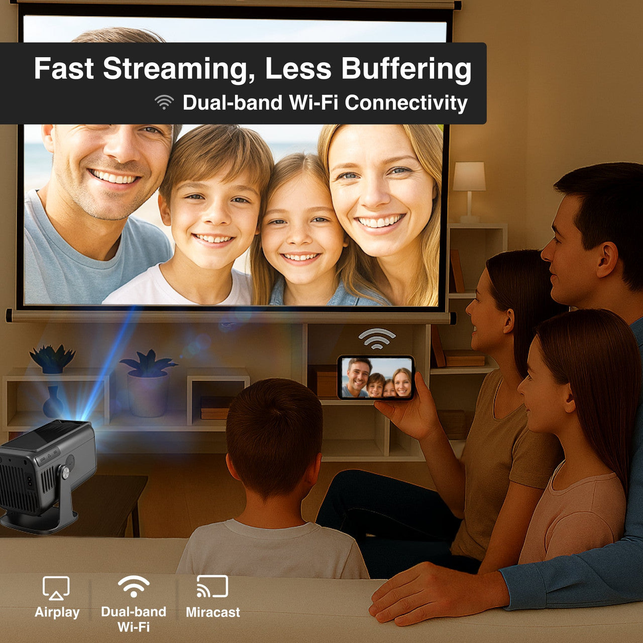 1080P Multi-Angle LED Projector with Android 13