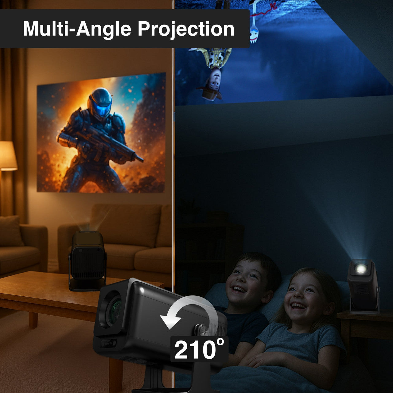 1080P Multi-Angle LED Projector with Android 13