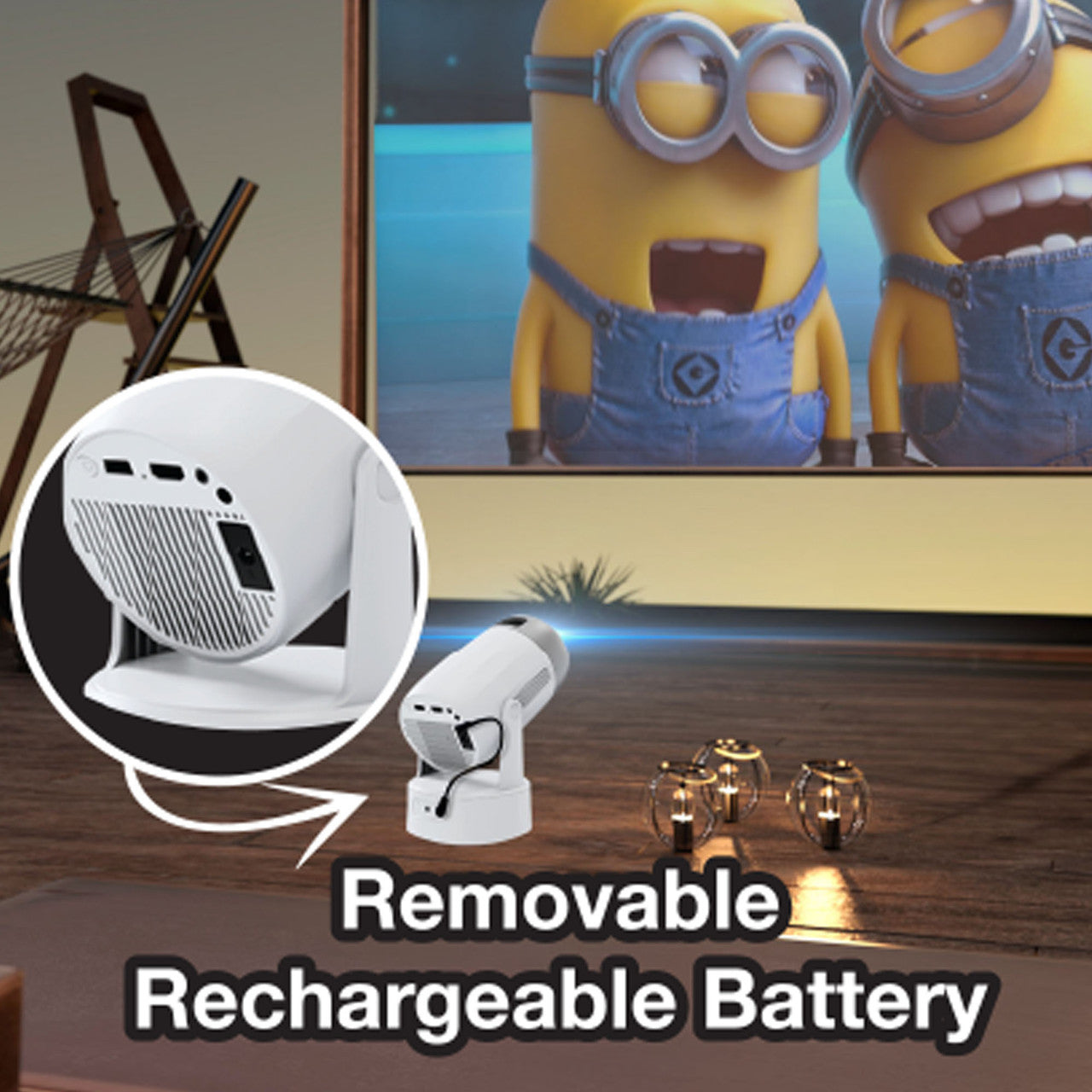 Laser 1080p Android LED Projector with Battery