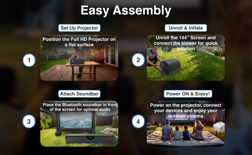 Laser Outdoor Cinema Bundle: Projector, Screen & Soundbar