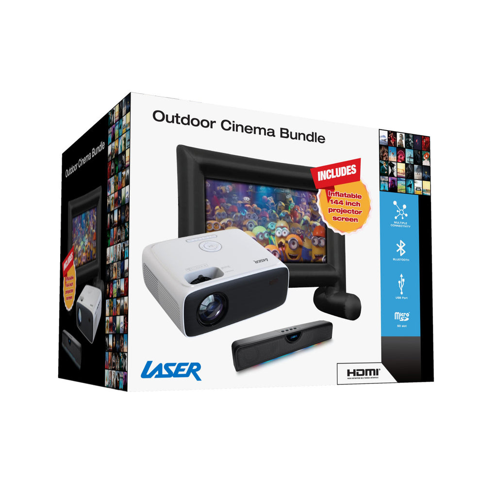 Laser Outdoor Cinema Bundle: Projector, Screen & Soundbar