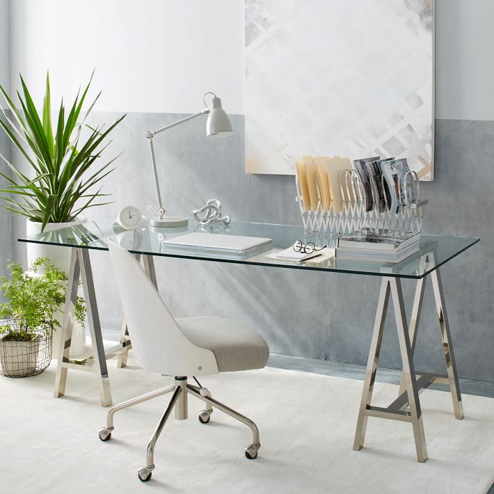 Venus Stainless Steel & Glass Office Desk