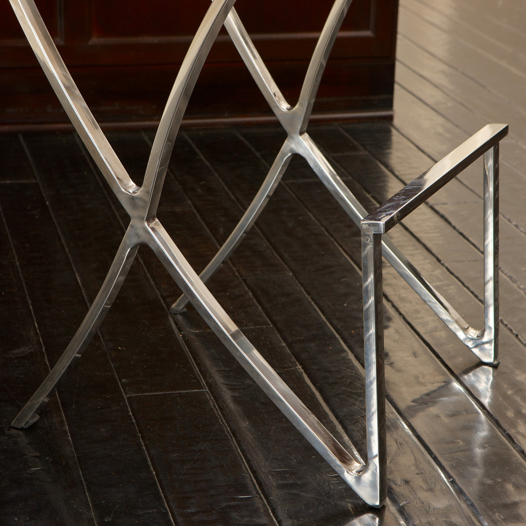 Pandora Black Leather & Steel Bar Stool