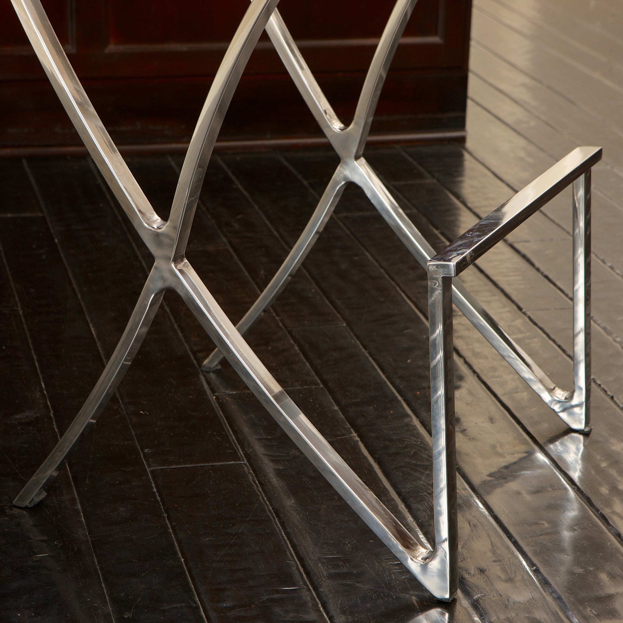 Pandora Black Leather & Steel Bar Stool