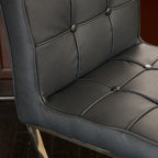 Pandora Black Leather & Steel Bar Stool