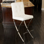 Oliver White Leather & Steel Bar Stool