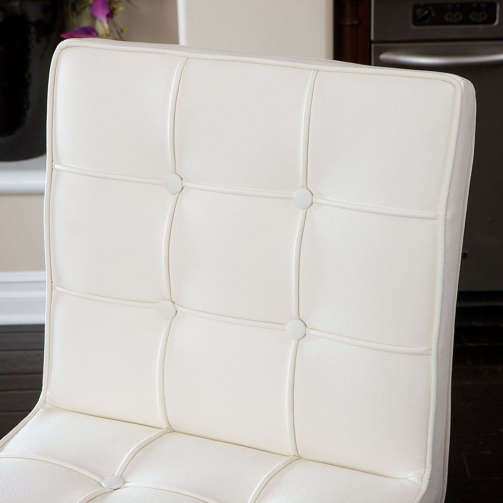 Oliver White Leather & Steel Bar Stool
