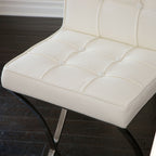 Oliver White Leather & Steel Bar Stool
