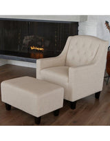 Canberra Fabric Armchair & Ottoman Set - Contemporary Elegance in Neutral Colors