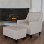 Canberra Fabric Armchair & Ottoman Set - Contemporary Elegance in Neutral Colors