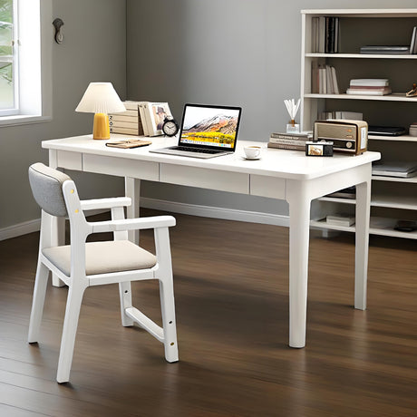 Mitch Solid Wood Study Desk in White