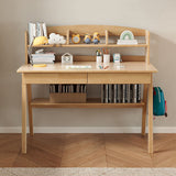 Elegant Rubberwood Study Desk with Storage