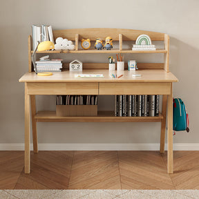 Elegant Rubberwood Study Desk with Storage