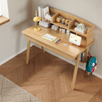 Elegant Rubberwood Study Desk with Storage