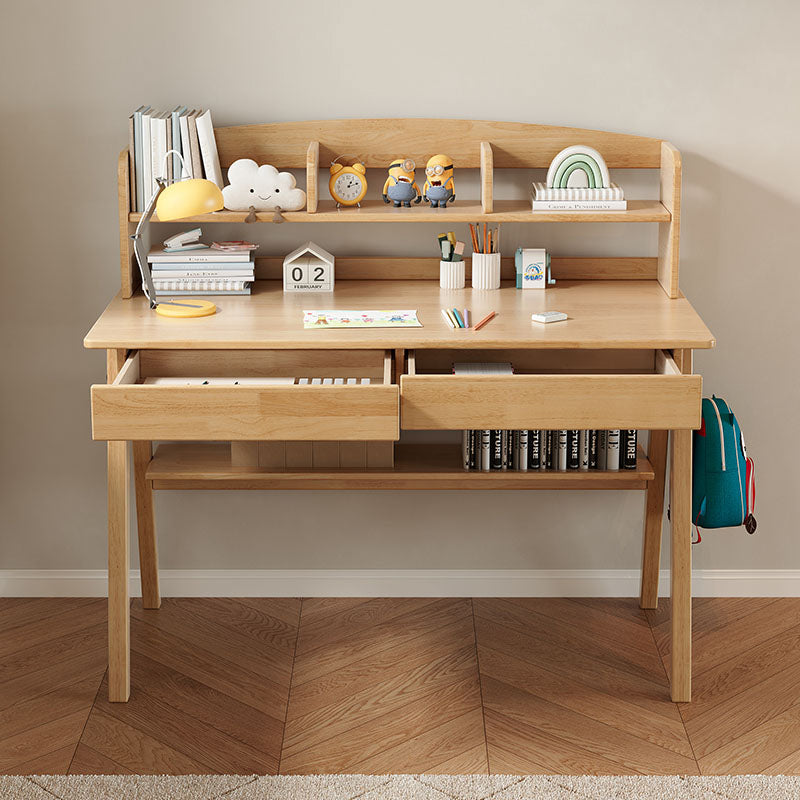 Elegant Rubberwood Study Desk with Storage