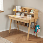 Elegant Rubberwood Study Desk with Storage