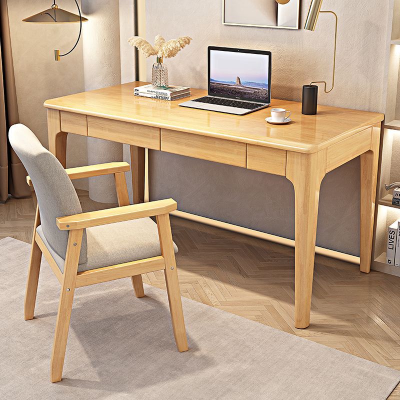 Mitch Solid Wood Study Desk - Rubberwood Finish