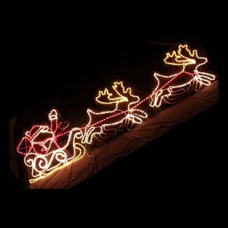 LED Santa on Sleigh with Reindeer Display
