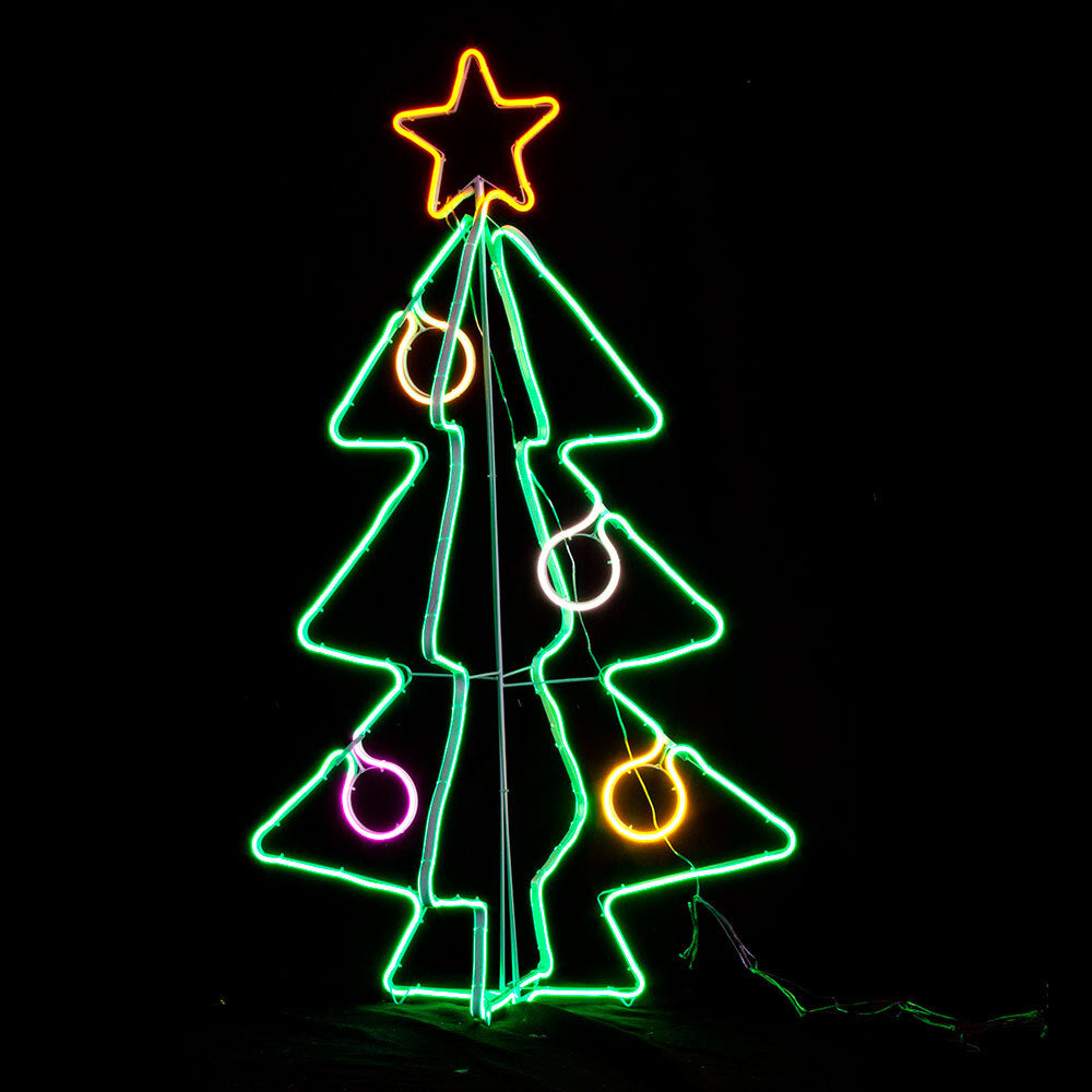 Illuminated 3D Neon Christmas Tree Display