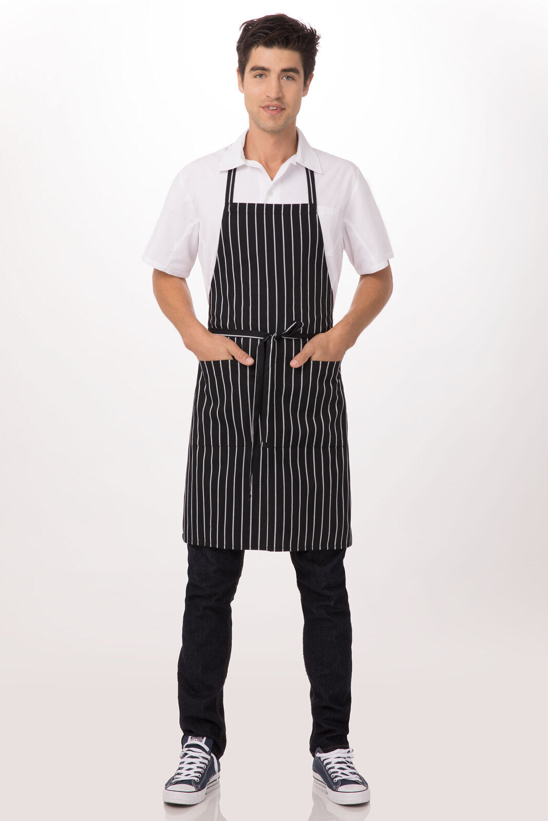 Chalk Stripe Black Bib Apron by Chef Works