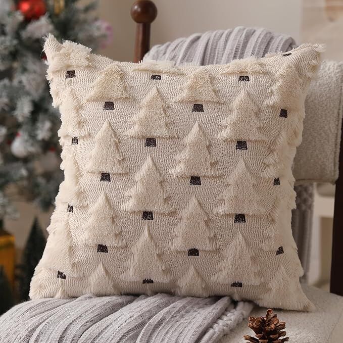 Plush Black Christmas Pillow Covers - Set of 2