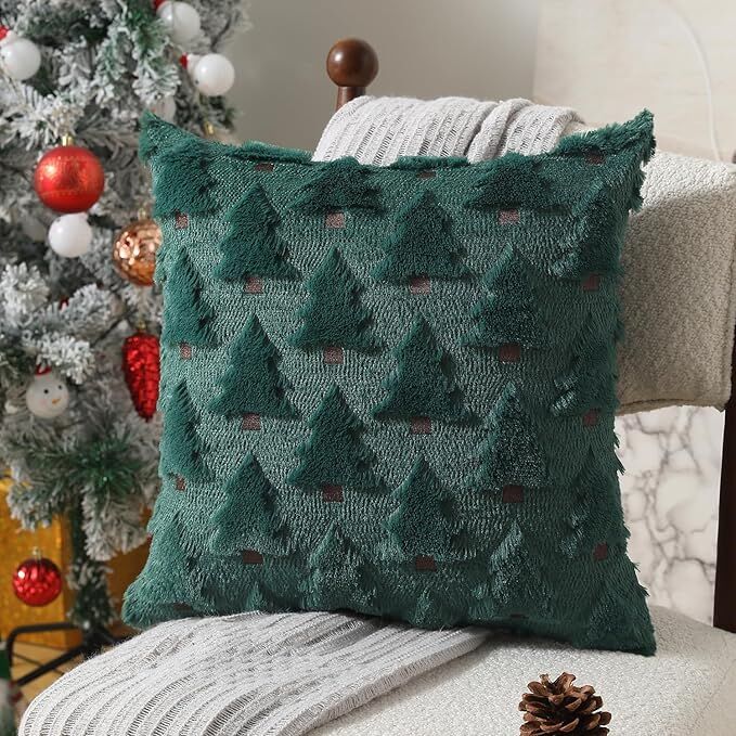 Plush Black Christmas Pillow Covers - Set of 2