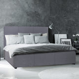 Milano Luxury Gas Lift Bed Frame Base And Headboard With Storage - Double - Grey