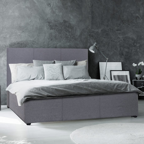 Milano Luxury Gas Lift Bed Frame Base And Headboard With Storage - Double - Grey