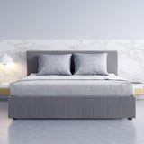 Milano Luxury Gas Lift Bed Frame Base And Headboard With Storage - Double - Grey