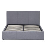 Milano Luxury Gas Lift Bed Frame Base And Headboard With Storage - Double - Grey