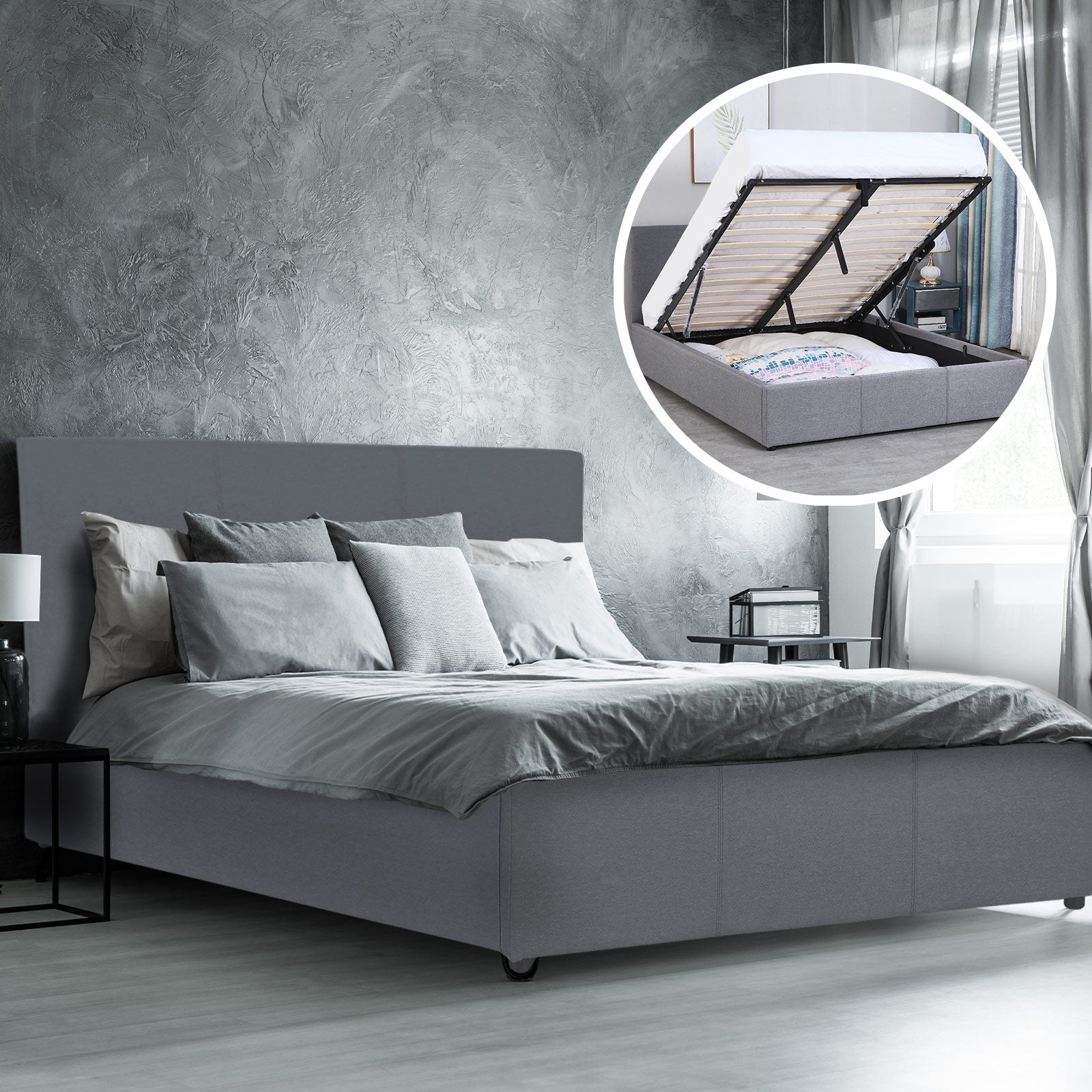 Milano Luxury Gas Lift Bed Frame - Queen