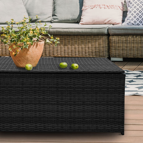 Arcadia Outdoor Rattan Storage Box - Black