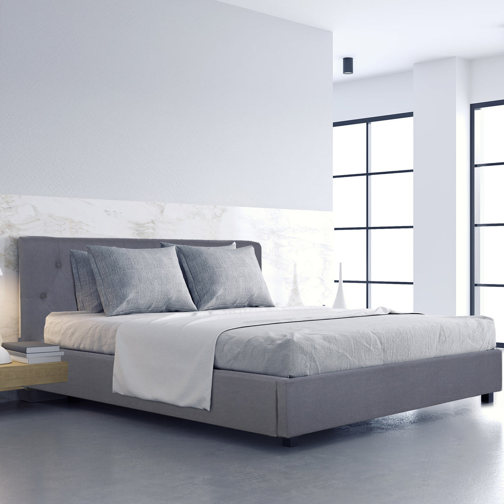 Milano Capri Luxury Gas Lift Bed Frame - Queen - Grey
