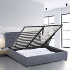 Milano Capri Luxury Gas Lift Bed Frame - Queen - Grey